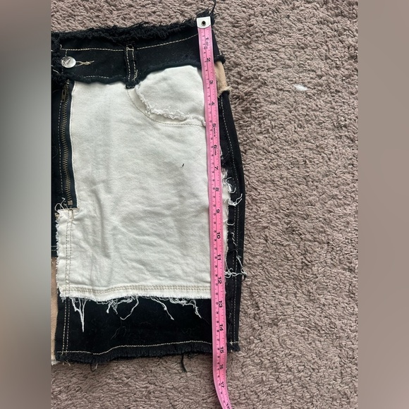 Amazon Patchwork Denim Skirt - Black, Cream, Tan - M - Picture 5 of 6